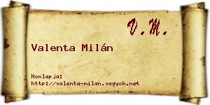 Valenta Milán névjegykártya